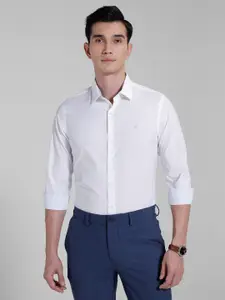 INVICTUS Slim Fit Textured Self Design Band Collar Pure Cotton Formal Shirt