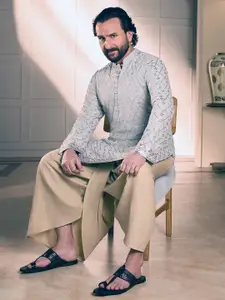 House of Pataudi Men Jashn Sequinned Kurta With Dhoti Pants