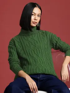 all about you Cable Knit Self-Design Turtle-Neck Pullover