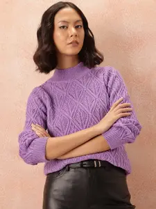 all about you Cable Knit Pure Acrylic Longline Pullover