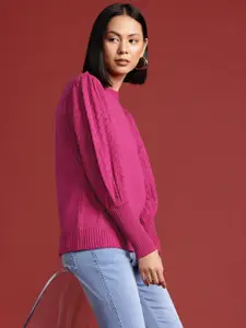 all about you Knitted Puff Sleeves Pullover