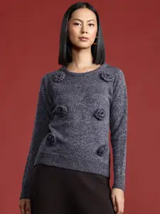 all about you Floral Crochet Pullover