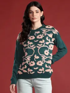 all about you Floral Design Pullover Sweaters