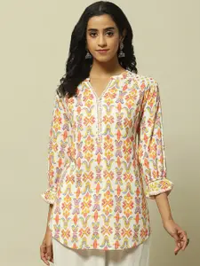Rangriti Ethnic Motifs Printed Mandarin Collar Straight Kurti