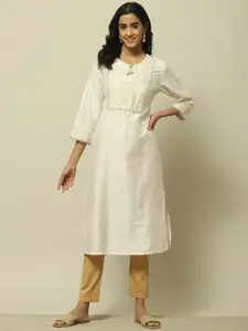 Rangriti Geometric Printed Tie-Up Neck Gotta Patti Straight Kurta