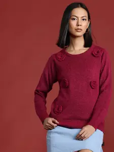 all about you Floral Crochet Pullover