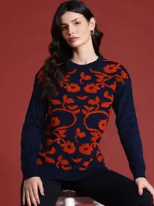 all about you Self Design Floral Pullover