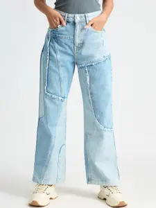 FREAKINS Women Straight Fit High-Rise Clean Look Heavy Fade Cotton Jeans