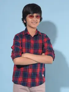 Crimsoune Club Boys Classic Slim Fit Tartan Checked Pure Cotton Casual Shirt