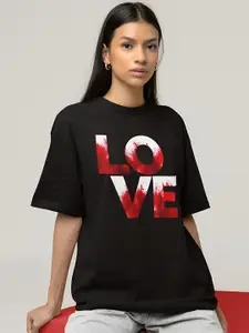 Beetein Lamhein Typography Drop-Shoulder Sleeves Bio Finish Oversized Pure Cotton T-shirt