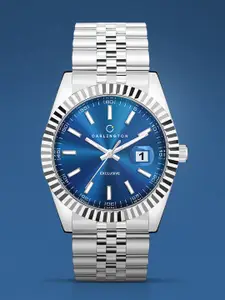 CARLINGTON Men Bracelet Style Straps Analogue Watch Exclusive 8811 Steel Blue Gents