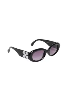 The Roadster Lifestyle Co. Women Black Oval Sunglasses with UV Protected Lens RDSG-8213-1
