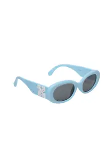 The Roadster Lifestyle Co. Women Turquoise Blue Oval Sunglasses with UV Protected Lens