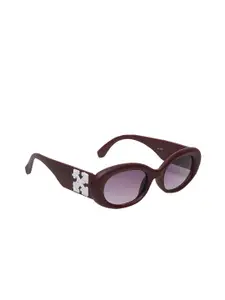 The Roadster Lifestyle Co. Women Maroon Oval Sunglasses With UV Protected Lens RDSG-8213-5