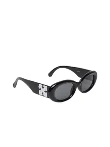 The Roadster Lifestyle Co. Women Black Oval Sunglasses With UV Protected Lens RDSG-8213-8