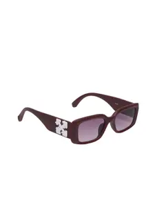 The Roadster Lifestyle Co. Women Maroon Rectangle Sunglasses With UV Protected Lens
