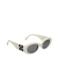The Roadster Lifestyle Co. Women Off White Oval Sunglasses With UV Protected Lens