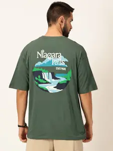 Thomas Scott Graphic Printed Bio Finish Drop-Shoulder Sleeves Cotton T-shirt