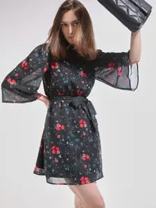 Vero Moda Floral Print Bell Sleeve Fit & Flare Dress