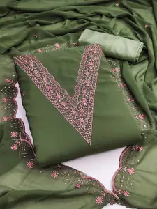 Peachmode Embroidered Silk Georgette Unstitched Dress Material