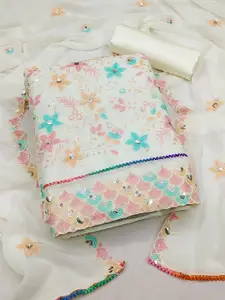 Peachmode Embroidered Silk Georgette Unstitched Dress Material