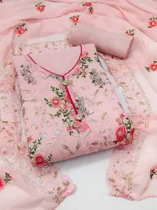 Peachmode Embroidered Silk Georgette Unstitched Dress Material