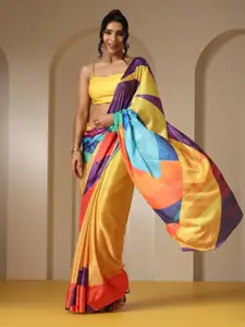 Swtantra Colourblocked Pure Linen Saree