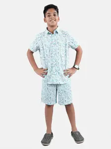 KiddoPanti Boys Printed Shirt with Shorts