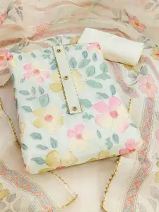 Peachmode Printed Organza Unstitched Dress Material