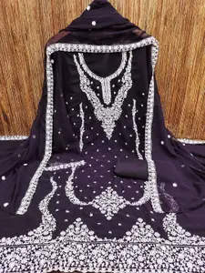 Peachmode Embroidered Silk Georgette Unstitched Dress Material