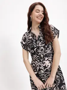 DressBerry Monochrome Abstract Mini Shirt Dress