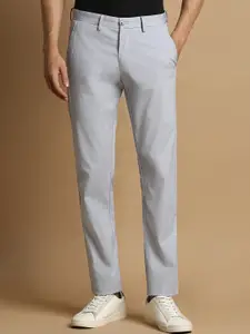 Allen Solly Men Cotton Mid-Rise Textured Slim Fit Regular Trousers