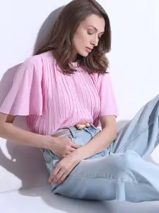 Vero Moda Striped Round Neck Flared Sleeve Top