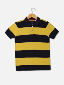Allen Solly Junior Boys Striped Polo Collar Pure Cotton T-shirt