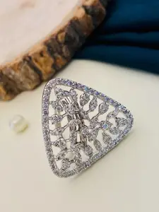 Anouk Silver-Plated White American Diamond Studded Finger Ring