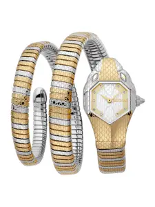 Just Cavalli Women Embellished Dial & Stainless Steel Wrap Analogue Watch JC1L168M0075