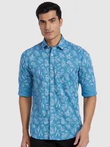 ColorPlus Floral Printed Spread Collar Cotton Linen Casual Shirt