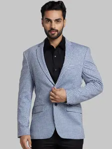 Park Avenue Checked Notched Lapel Slim Fit Single Breasted Formal Blazer