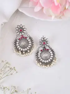 DASTOOR Silver-Plated Floral Drop Earrings