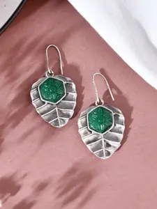 DASTOOR Silver-Plated Contemporary Oxidised Drop Earrings