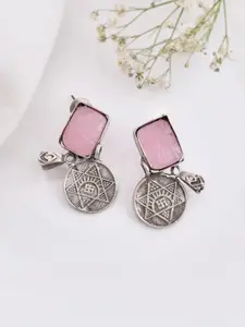 DASTOOR Silver-Plated Contemporary Oxidised Drop Earrings