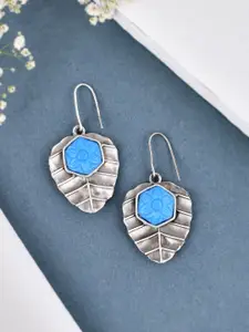 DASTOOR  Silver-Plated Leaf Shaped Drop Earrings