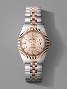 CARLINGTON Women Bracelet Style Straps Analogue Watch Exclusive 8811 Two Tone Rose Ladies