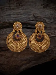 Kushal's Fashion Jewellery Gold-Plated Contemporary Chandbalis