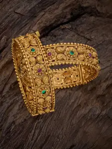 Kushal's Fashion Jewellery Set Of 2 Gold Plated Stones Studded Ethnic Antique Bangles