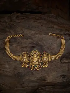 Kushal's Fashion Jewellery Women Silver Temple Gold-Plated Wraparound Bracelet