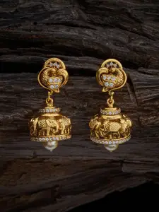 Kushal's Fashion Jewellery Gold-Plated Artificial Stones Studded Studs Earrings