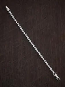 Kushal's Fashion Jewellery Cubic Zirconia Rhodium Plated Link Bracelet