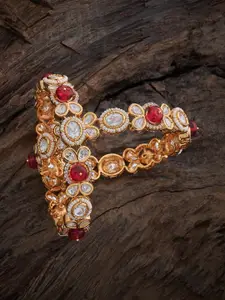 Kushal's Fashion Jewellery Set Of 2 Gold Plated Kundan Studded Ethnic Bangles