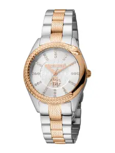 Roberto Cavalli Women Embellished Dial & Stainless Steel Bracelet Style Straps Analogue Watch RC5L038M0105